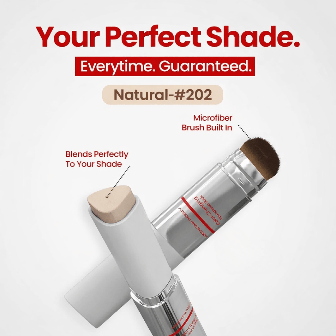 Color - Matching Collagen Foundation Stick with Built - In Brush – Perfect Shade, Flawless Skin - Cloffa